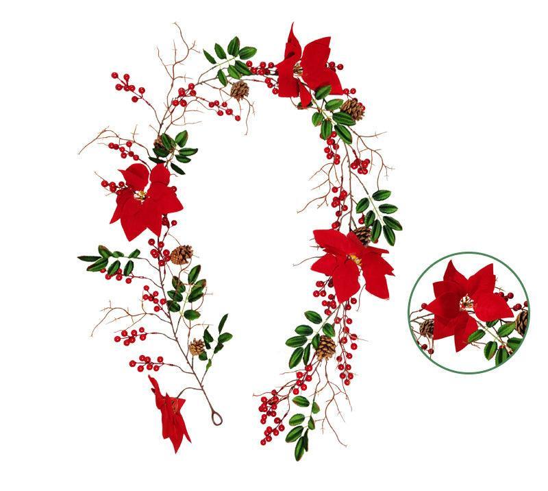Artificial Christmas Flower Rattan Acacia Bean Red Fruit Pinecone Simulation Christmas Rattan - Uflower