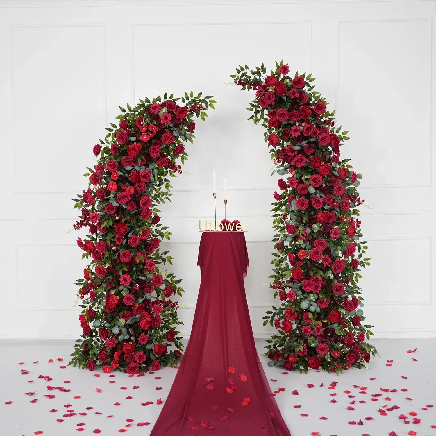 Uflower Red Rose Floral Arch Wedding Backdrop Decor SET80090 - Uflower
