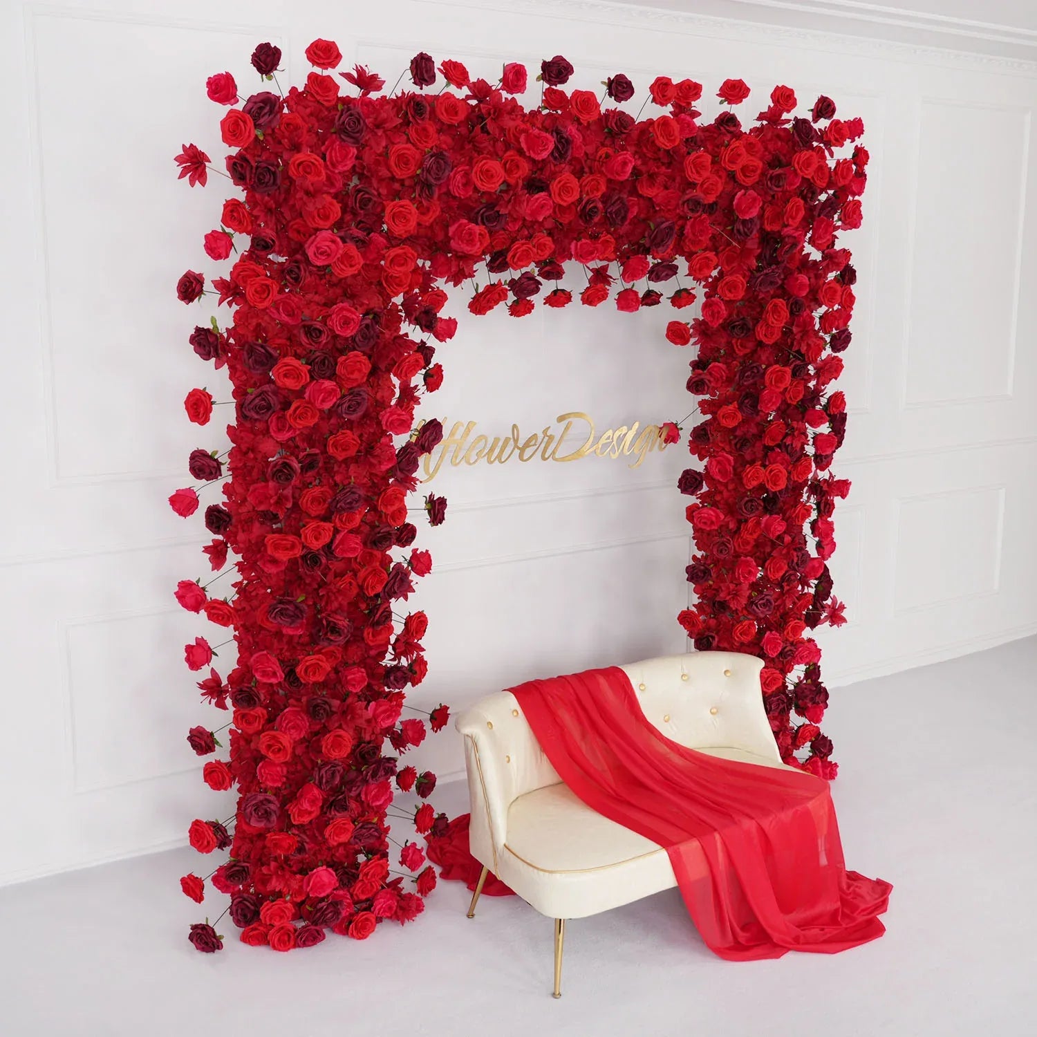 Uflower Artificial Flower Arch 5D Red Burgundy Roses Wedding Decor SET80044 - Uflower