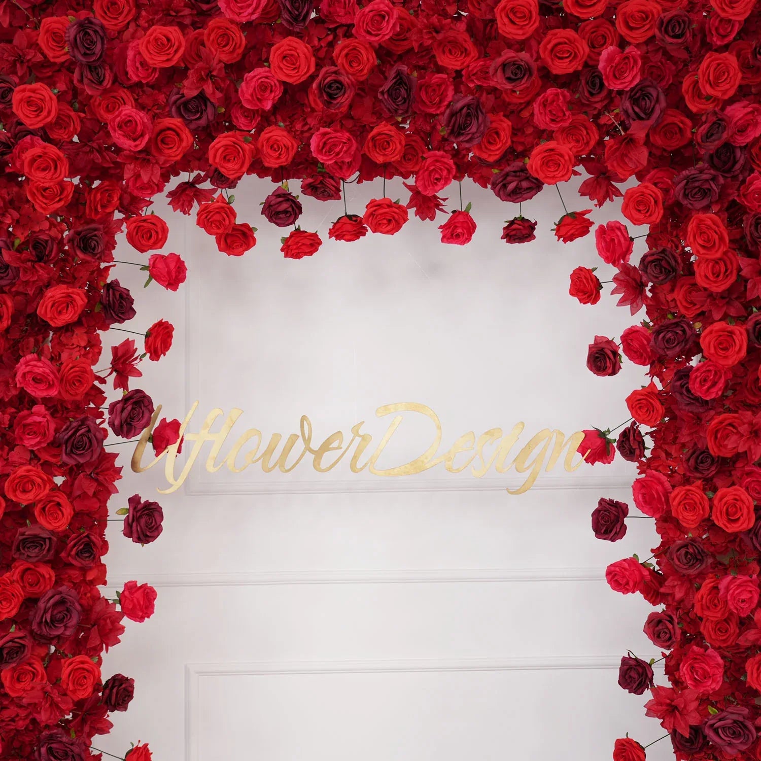 Uflower Artificial Flower Arch 5D Red Burgundy Roses Wedding Decor SET80044 - Uflower