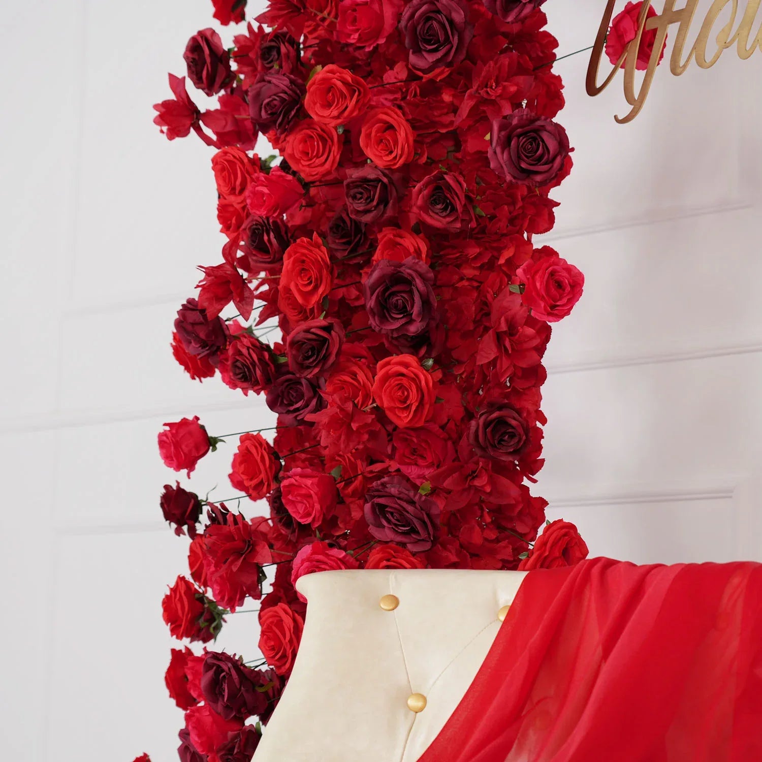 Uflower Artificial Flower Arch 5D Red Burgundy Roses Wedding Decor SET80044 - Uflower