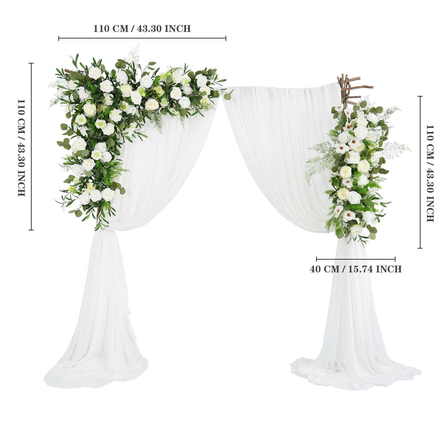 Uflower Artificial Green Leaf Eucalyptus White Rose Corner Floral SET80027 - Uflower