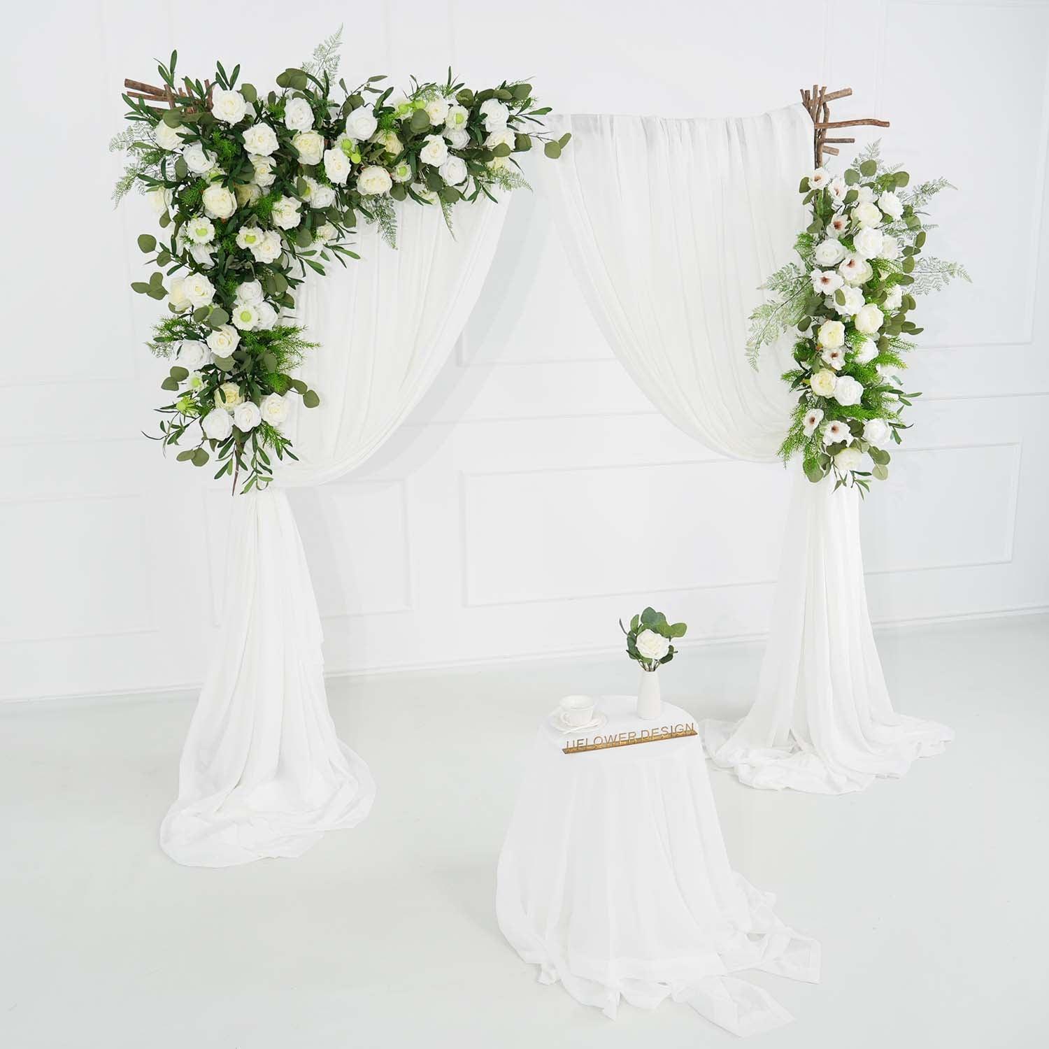 Uflower Artificial Green Leaf Eucalyptus White Rose Corner Floral SET80027 - Uflower