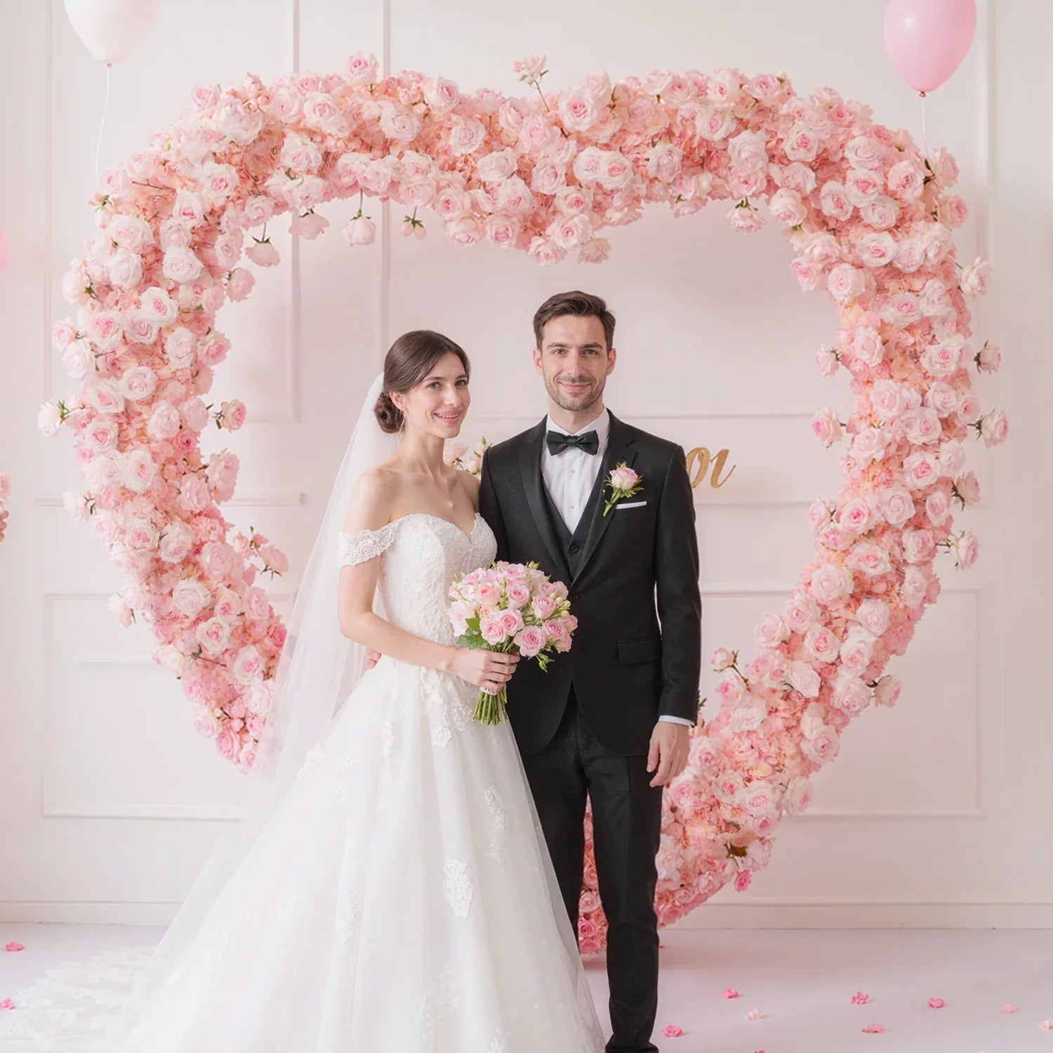 Uflower 2m*2m Pink Rose Wedding Heart-Shaped Arch Decor SET80003 - Uflower