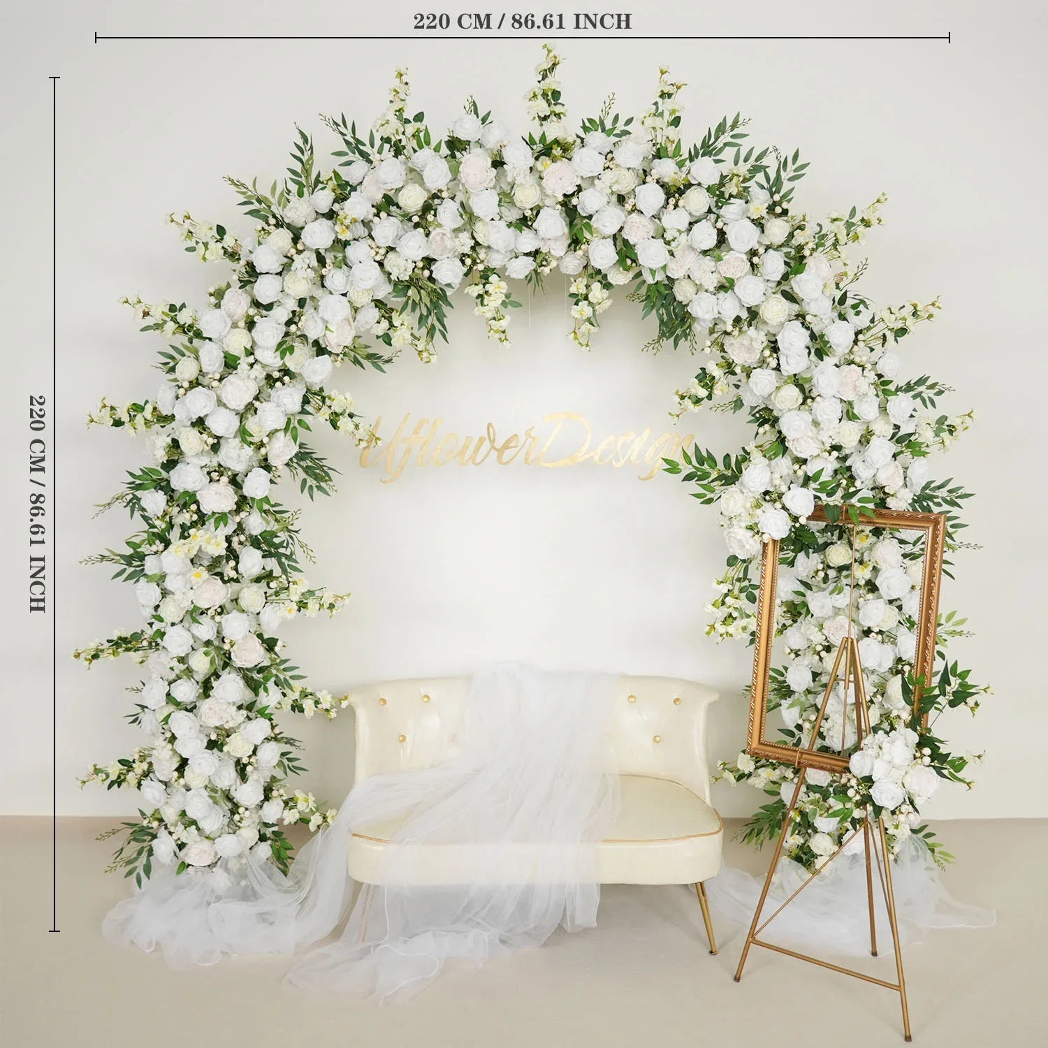 Uflower White Rose With Green Wedding Round Arch Decor SET80058 - Uflower