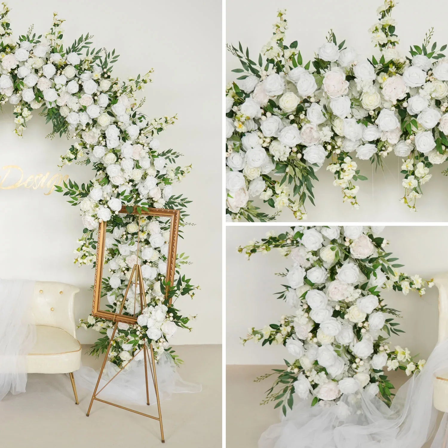 Uflower White Rose With Green Wedding Round Arch Decor SET80058 - Uflower