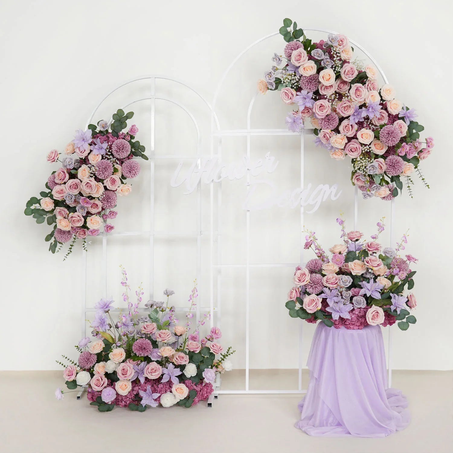 Uflower Artificial Purple Wedding KT Backdrop Flower Row Decor SET80063 - Uflower