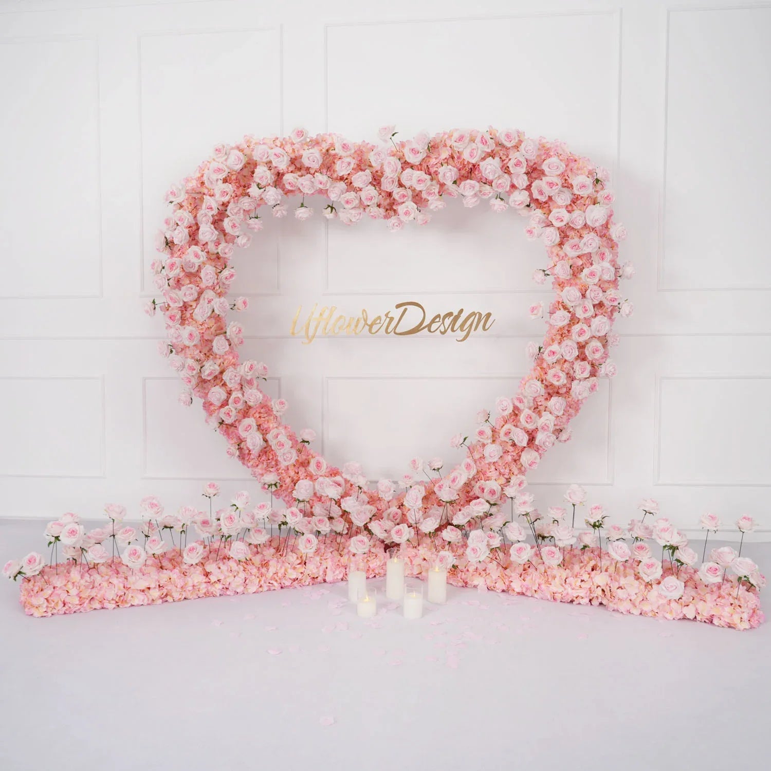 Uflower 2m*2m Pink Rose Wedding Heart-Shaped Arch Decor SET80003 - Uflower